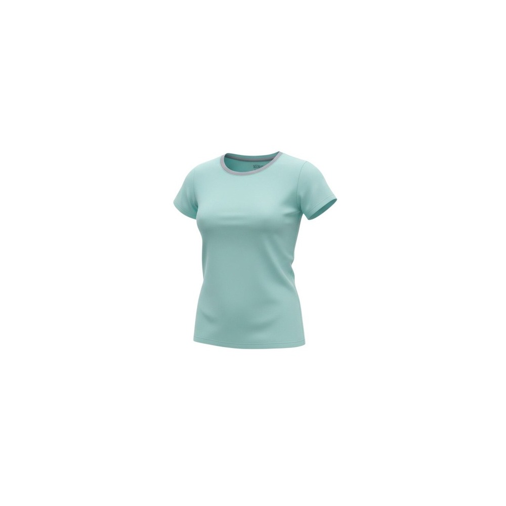Active Basic T-Shirt Womens Large Aqua Blue Short Sleeve Crew Neck Stretch